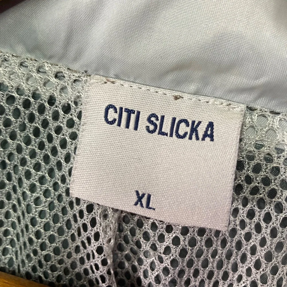 Citi‎ Slicka XL Mens Gray Red White Nylon Hooded Windbreaker Jacket. VTG 90s Y2K
